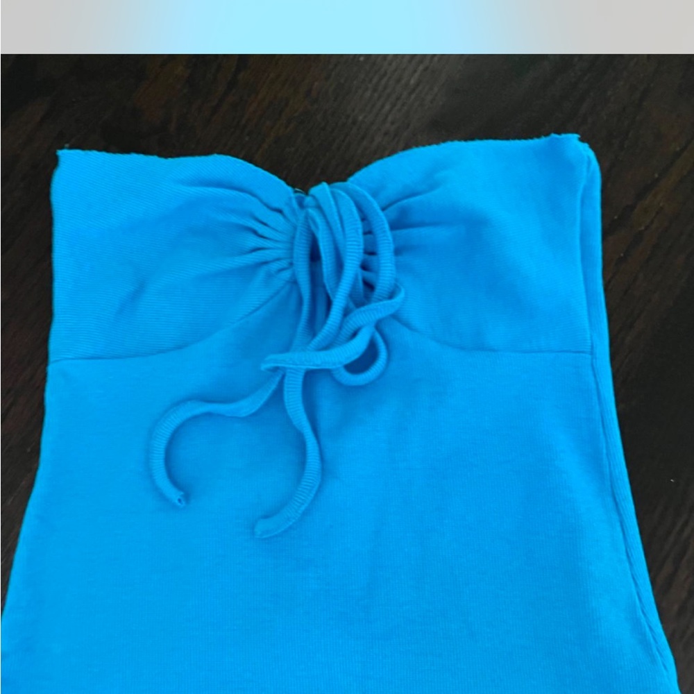 Blue Strapless Top